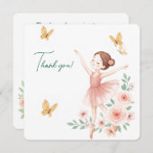Ballerina Verjaardag Dank Je Kaart – Roze Ballet (Voorkant / Achterkant)