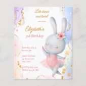 Ballerina verjaardag dansen bunny budget uitnodigi (Voorkant)