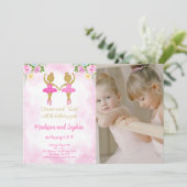 Ballerina Verjaardag Foto uitnodiging (Staand voorkant)