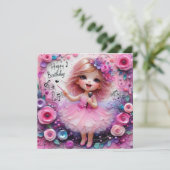 BALLERINA Verjaardag Kaart ~ jong kind ~ Roze ~ (Staand voorkant)