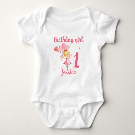 Ballerina Verjaardag roze Romper (Voorkant)