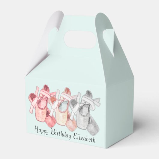 Ballerina Verjaardag Roze Teen Schoenen Favor Box Bedankdoosjes (Voorkant Zijde)