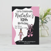 Ballerina Verjaardag Uitnodiging #1 (Staand voorkant)