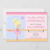Ballerina Verjaardag Uitnodiging Blonde 5x7 Kaart (Voorkant)