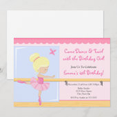 Ballerina Verjaardag Uitnodiging Blonde 5x7 Kaart (Voorkant / Achterkant)