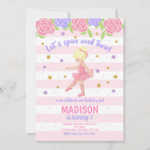 Ballerina Verjaardag Uitnodiging / Tutu Uitnodigin