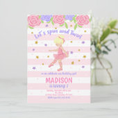 Ballerina Verjaardag Uitnodiging / Tutu Uitnodigin (Staand voorkant)
