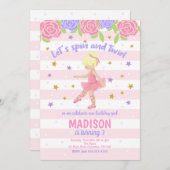 Ballerina Verjaardag Uitnodiging / Tutu Uitnodigin (Voorkant / Achterkant)