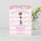 Ballerina Verjaardag Uitnodiging / Tutu Uitnodigin (Staand voorkant)