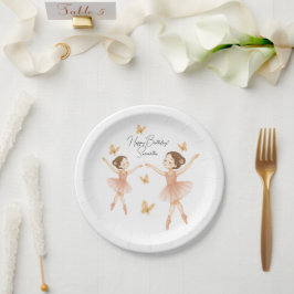 Ballerina Verjaardagsfeest Papieren Bord – Roze Fe