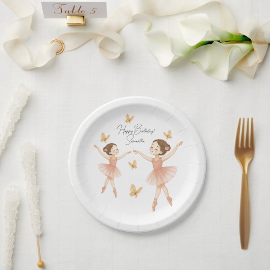 Ballerina Verjaardagsfeest Papieren Bord – Roze Fe (Huwelijk)