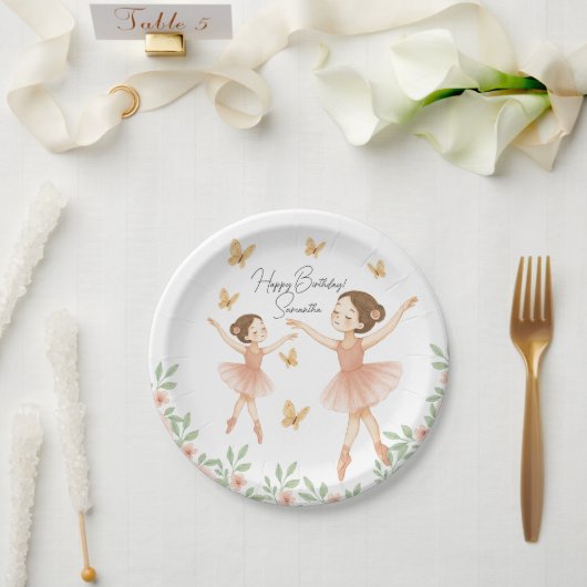 Ballerina Verjaardagsfeest Papieren Bord – Roze Fe (Huwelijk)