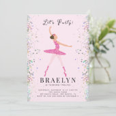 Ballerina Verjaardagsfeest Roze Glitter Ontwerp Kaart (Staand voorkant)