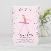 Ballerina Verjaardagsfeest Roze Glitter Ontwerp Kaart (Staand voorkant)