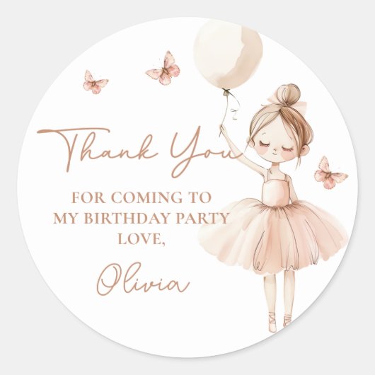 Ballerina verjaardagsfeest Sticker (Voorkant)