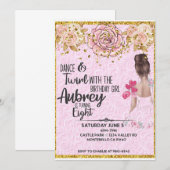 Ballerina verjaardagsfeest uitnodiging (Voorkant / Achterkant)