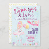 Ballerina Verjaardagsfeest Uitnodiging (Voorkant / Achterkant)