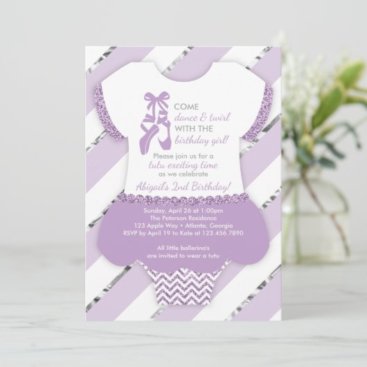 Ballerina Verjaardagsfeest Uitnodiging, Tutu, Paar Kaart