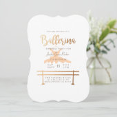 Ballerina verjaardagsfeestje uitnodigen kaart (Staand voorkant)