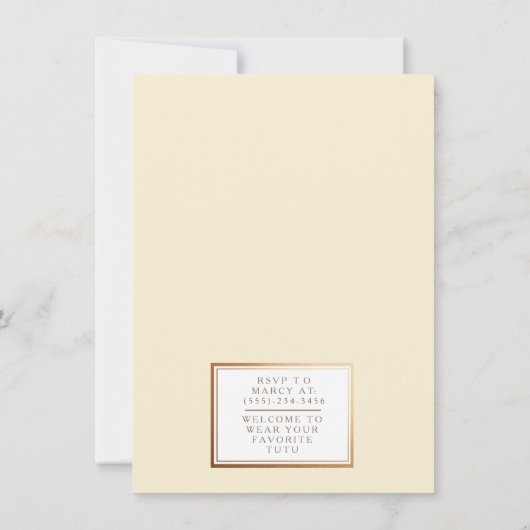 Ballerina verjaardagsfeestje uitnodigen kaart (Achterkant)