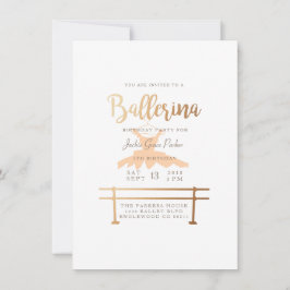 Ballerina verjaardagsfeestje uitnodigen kaart