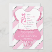 Ballerina verjaardagsfeestje uitnodiging, tutu, ro kaart (Voorkant)