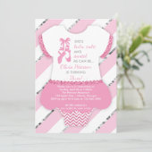 Ballerina verjaardagsfeestje uitnodiging, tutu, ro kaart (Staand voorkant)