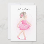Ballerina verjaardagsfeestje voor meisjes kaart (Achterkant)