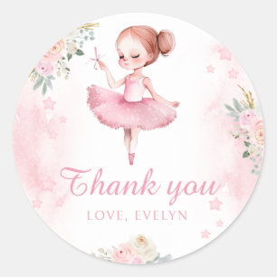 Ballerina verjaardagsmeisje dank u ronde stickers