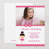 Ballerina Verjaardagsmeisje Kaart (Voorkant / Achterkant)