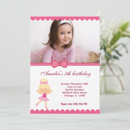 Ballerina Verjaardagsmeisje Kaart (Staand voorkant)