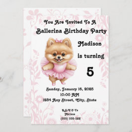  Ballerina Verjaardagsuitnodiging 5 x 7 Kaart