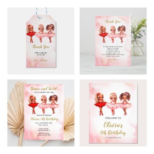 Ballerina verjaardagsuitnodiging, balletfeest kaart