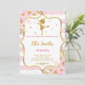 Ballerina verjaardagsuitnodiging kaart (Staand voorkant)