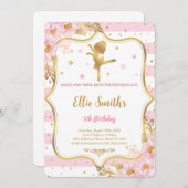 Ballerina verjaardagsuitnodiging kaart (Voorkant / Achterkant)