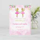 Ballerina verjaardagsuitnodiging kaart (Staand voorkant)