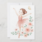 Ballerina verjaardagsuitnodiging - Pink Ballet Par Kaart (Achterkant)
