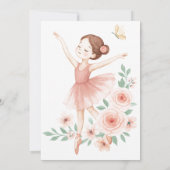 Ballerina verjaardagsuitnodiging - Pink Ballet Par Kaart (Achterkant)