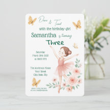 Ballerina verjaardagsuitnodiging - Pink Ballet Par