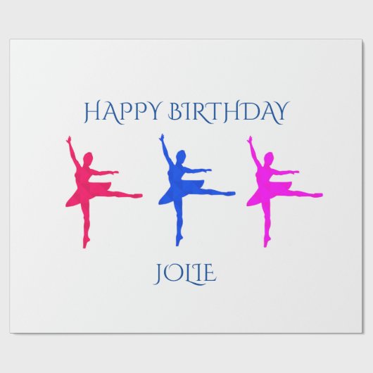 Ballerina verjaardagsverpakkingspapier.  Aangepast Cadeaupapier (Vlak)
