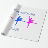 Ballerina verjaardagsverpakkingspapier.  Aangepast Cadeaupapier (Uitgerold)