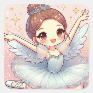 Ballerina vierkante sticker