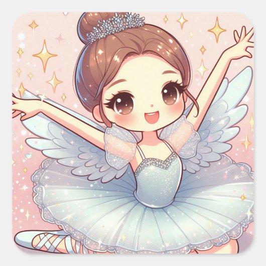 Ballerina vierkante sticker (Voorkant)