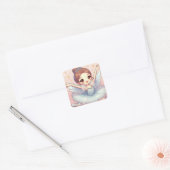 Ballerina vierkante sticker (Envelop)