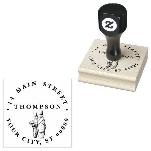Ballerina Voeten op Pointe #1 Naam Retouradres Rubberstempel (Gestempeld)