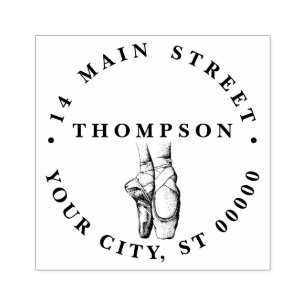 Ballerina Voeten op Pointe #1 Naam Retouradres Rubberstempel