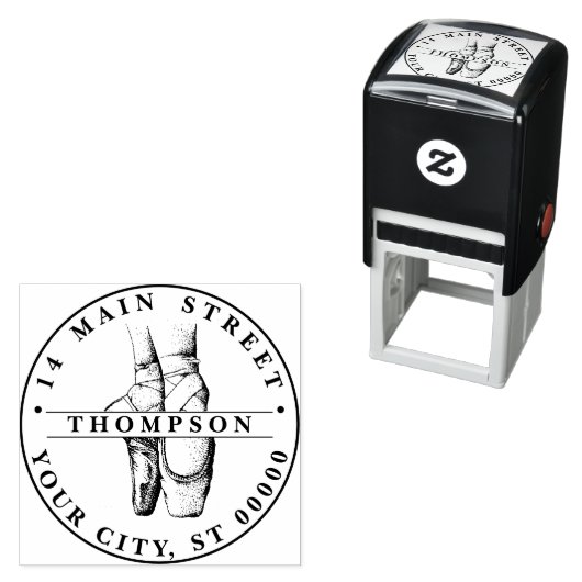 Ballerina Voeten op Pointe #1 Naam Retouradres Zelfinktende Stempel (In situ)