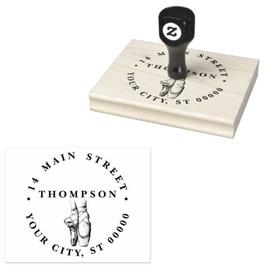 Ballerina Voeten op Punt #1 Naam Retouradres Rubberstempel (Gestempeld)