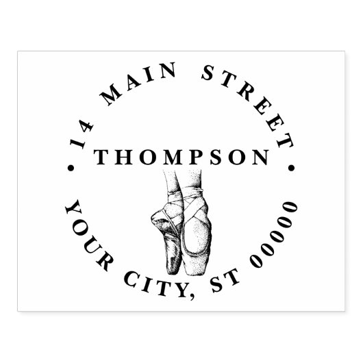 Ballerina Voeten op Punt #1 Naam Retouradres Rubberstempel (Afrduk)