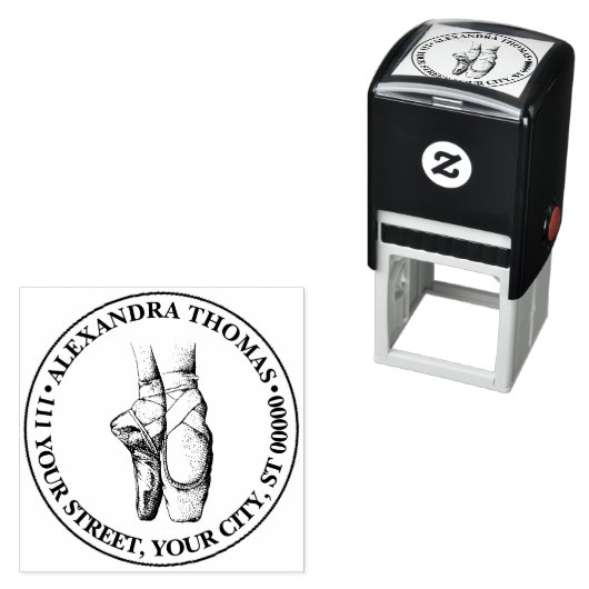 Ballerina Voeten op Punt #1 Naam Retouradres Zelfinktende Stempel (In situ)